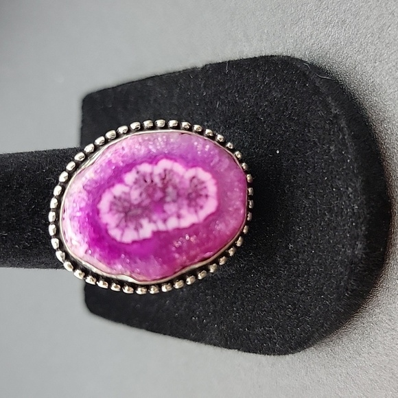 925 Silver Plated Pink Solar Quartz Gemstone Ring Handmade Jewelry Size Us 9.5 - Picture 2 of 7